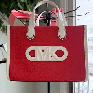 Michael Kors Coral and White Tote Bag